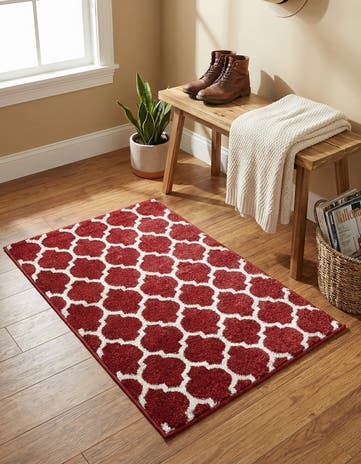 Dark Terracotta Lattice Rug