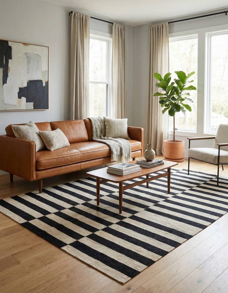 Detail image of 4' 2 x 5' 10  Hand Woven Kilim Modern Wool Rug