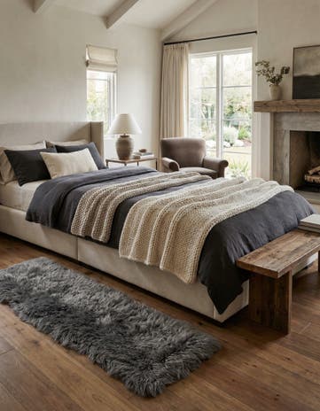 Gray Sheepskin Runner Rug