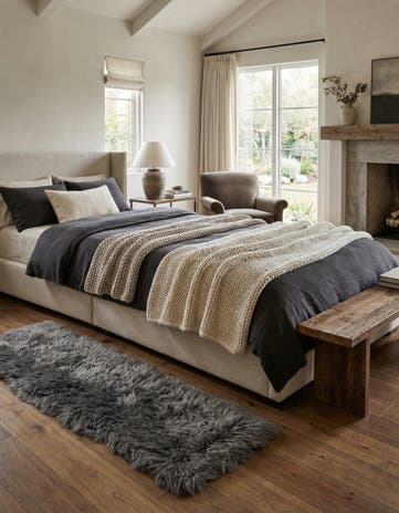 Gray Sheepskin Runner Rug