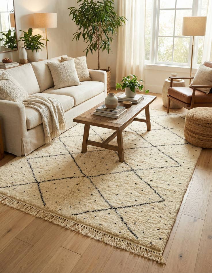 Detail image of 5' 6 x 8' 2  Hand Knotted Moroccan Wool Rug