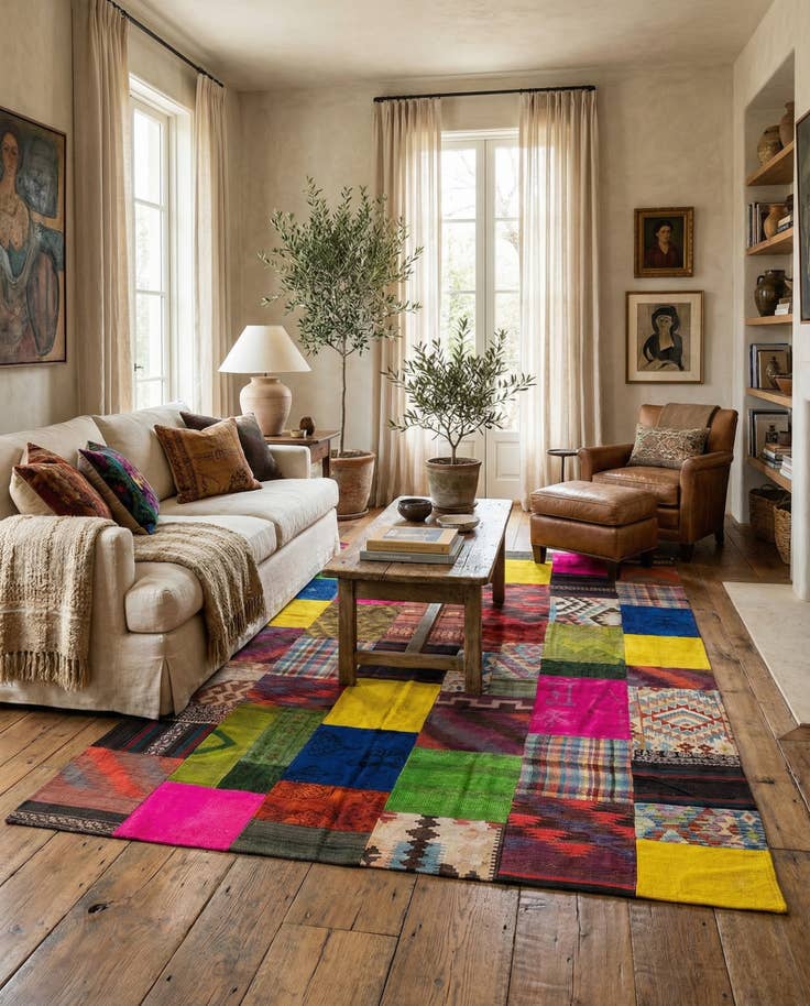 Detail image of 6' 8 x 9' 5 Hand Knotted Ultra Vintage Persian Wool Rug