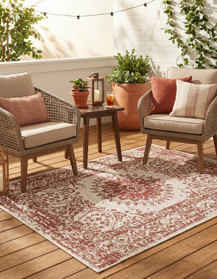 Detail image of 4' x 6'  Washable Traditional Indoor / Outdoor Rug