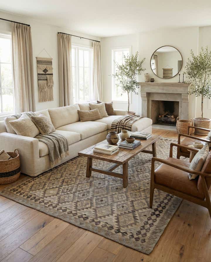 6' 6 x 10' Hand Woven Kilim Maymana Wool Rug