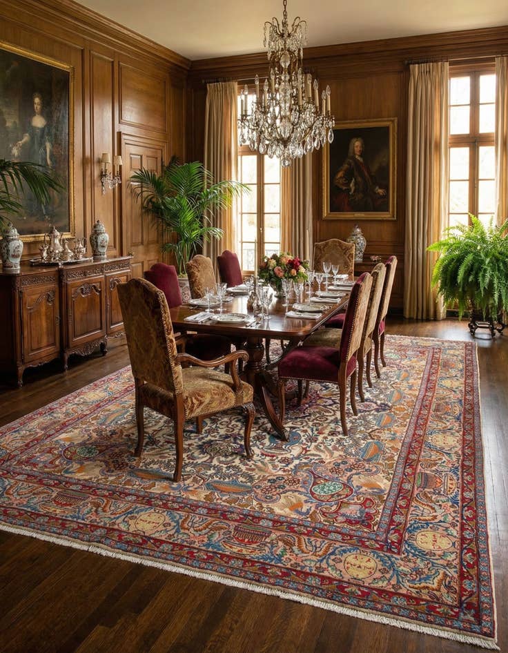 Detail image of 9' 2 x 12' 8  Hand Knotted Kashmar Persian Wool Rug