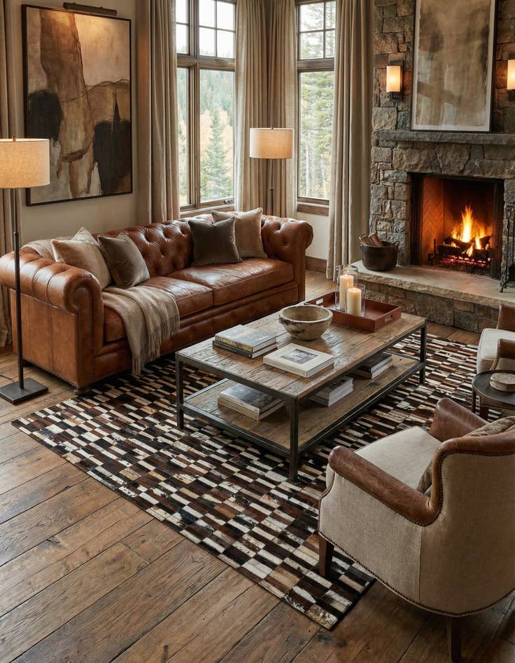 Detail image of  5' x 8' Cowhide - Patchwork Rug