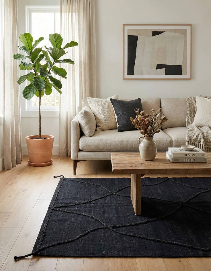 Detail image of  4' 4 x 5' 10  Hand Knotted Moroccan Wool Rug