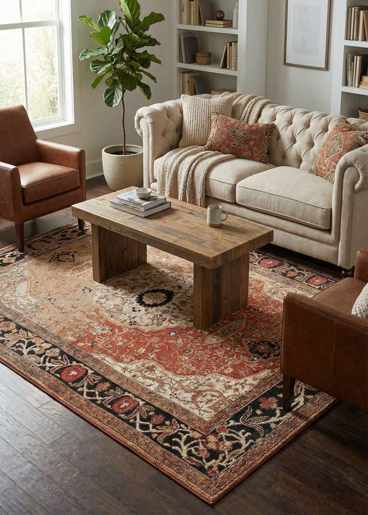 5' x 7' Easy-Clean Traditional Indoor / Outdoor Rug