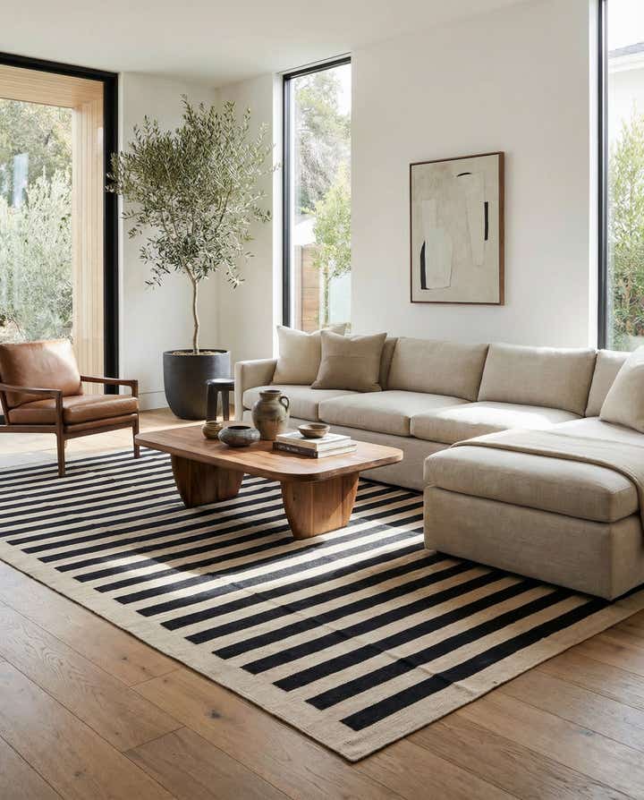6' 8 x 9' 8 Hand Woven Kilim Modern Wool Rug