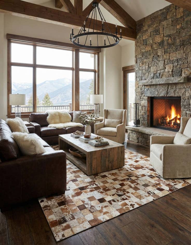 Detail image of 8' x 10' Cowhide Leather Rug