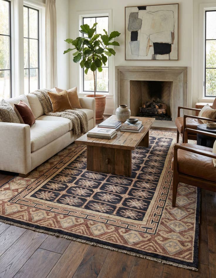 Detail image of 6' 9 x 10'  Hand Knotted Darya Wool Rug