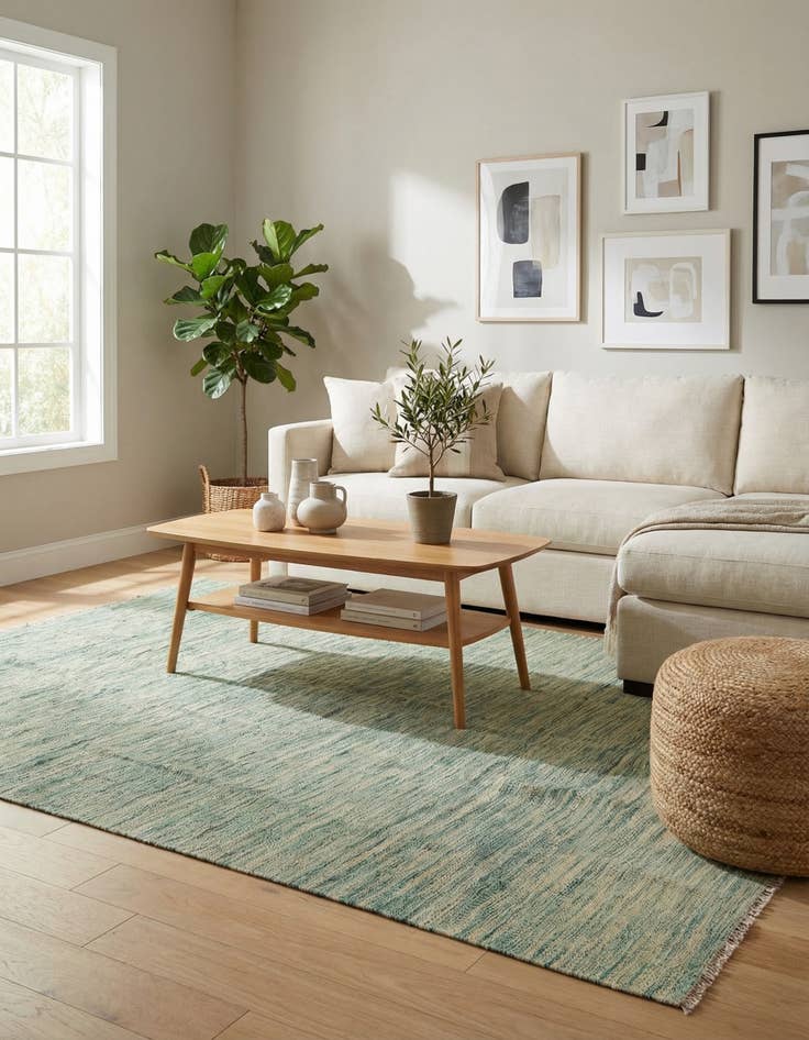 Detail image of 4' 10 x 6' 6  Hand Woven Kilim Modern Wool Rug