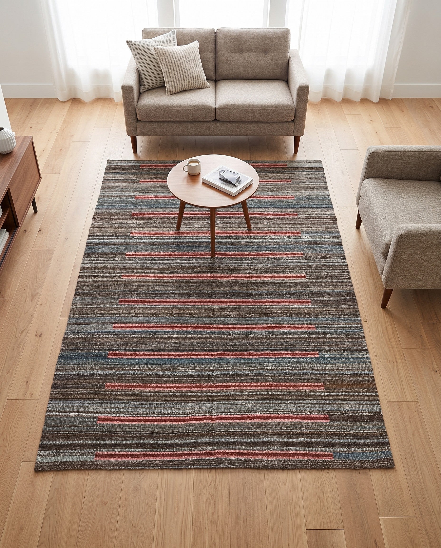 4' 3 x 6' Hand Woven Kilim Modern Wool Rug