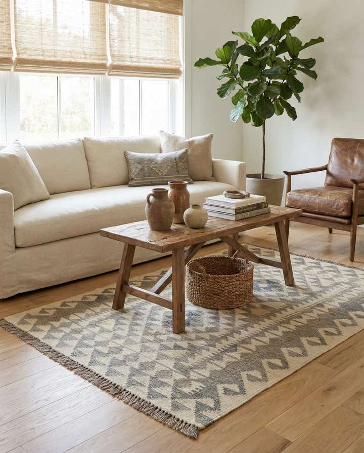 3' 4 x 5' Hand Woven Kilim Maymana Wool Rug