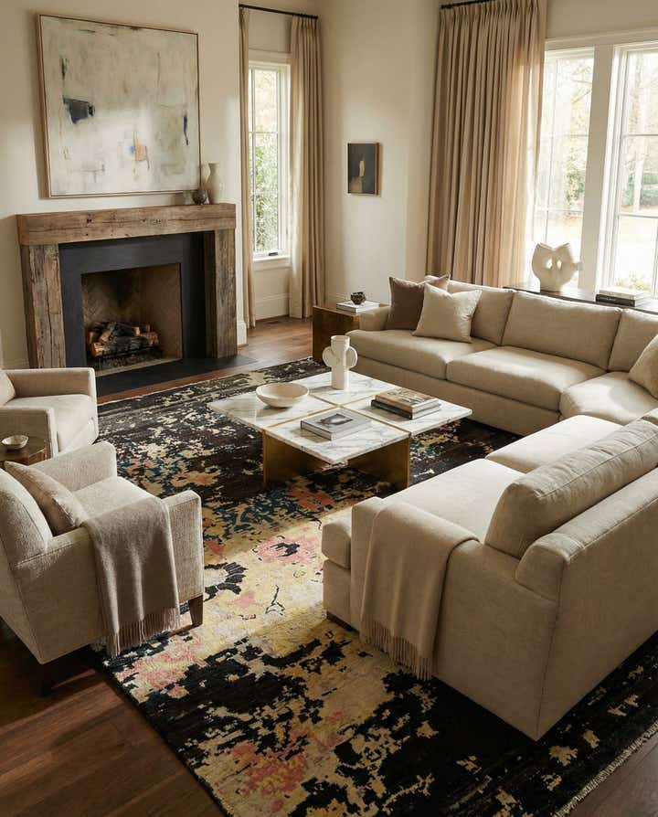 12' 7 x 15' 3 Hand Knotted Darya Wool Rug
