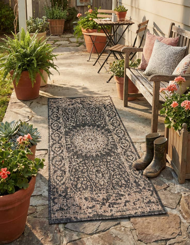 Detail image of 2' x 4' Easy-Clean Traditional Indoor / Outdoor Runner Rug