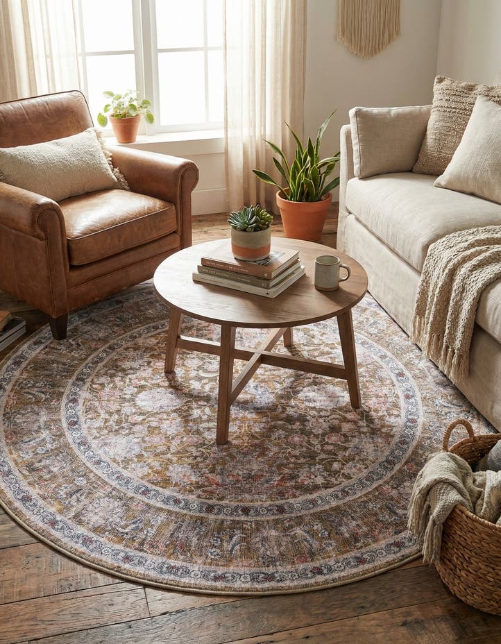 4' x 4' Washable Yara Round Rug