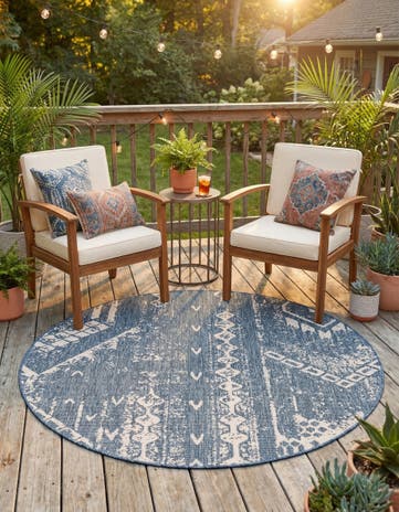 6' x 6' Easy-Clean Bohemian Indoor / Outdoor Round Rug