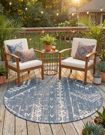 6' x 6' Easy-Clean Bohemian Indoor / Outdoor Round Rug