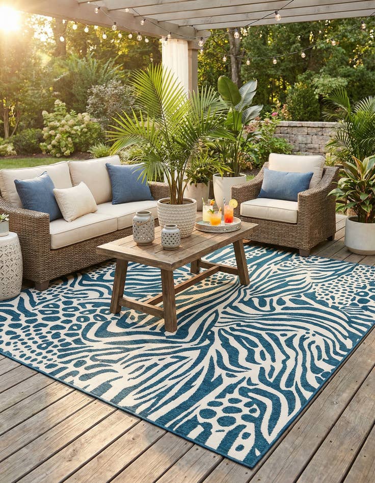 Detail image of 7' 10 x 7' 10  Washable Safari Indoor / Outdoor Square Rug
