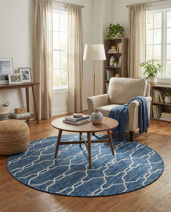4' x 4' Easy-Clean Trellis Indoor / Outdoor Round Rug