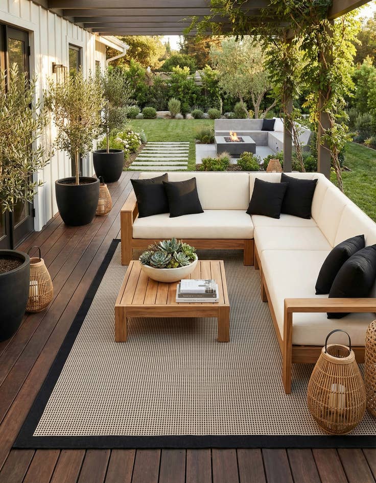 Detail image of 10' x 14'  Washable Border Indoor / Outdoor Rug