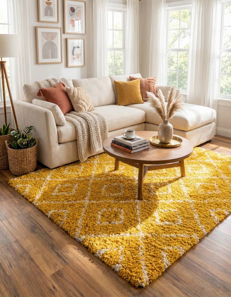 Detail image of  7' 10 x 7' 10 Lattice Shag Square Rug