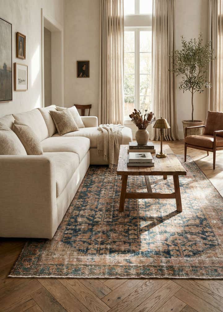 4' 10 x 8' 10 Hand Knotted Ultra Vintage Persian Wool Rug