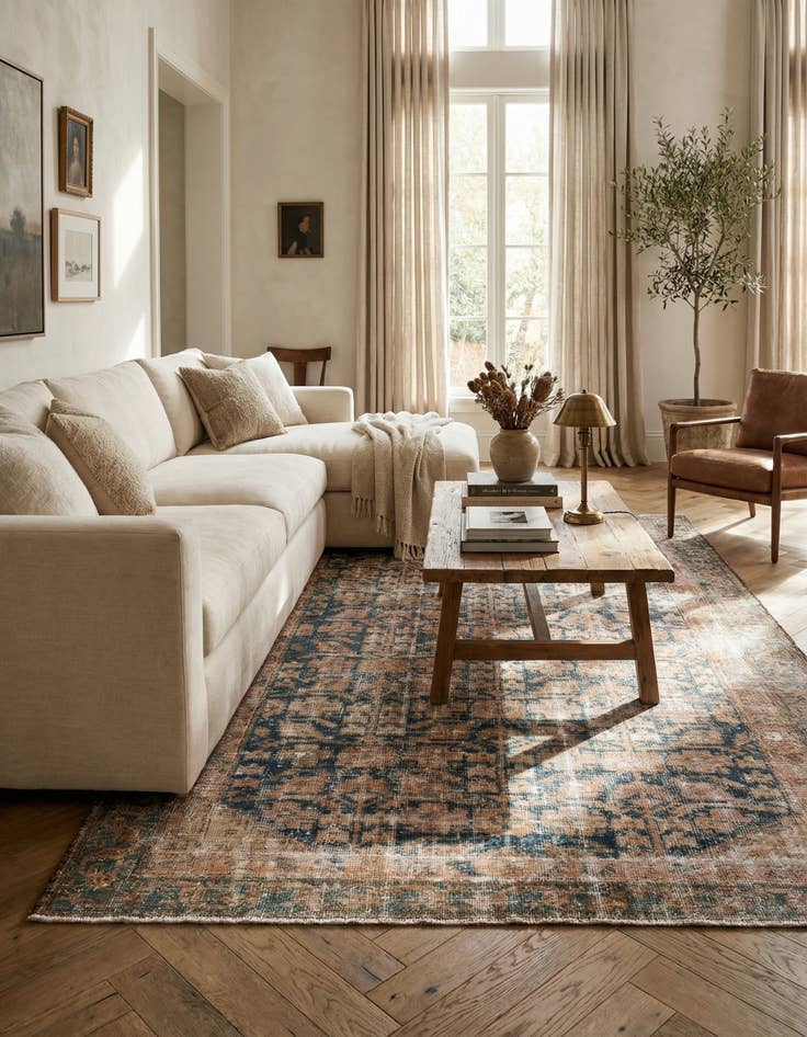 Detail image of 4' 10 x 8' 10 Hand Knotted Ultra Vintage Persian Wool Rug
