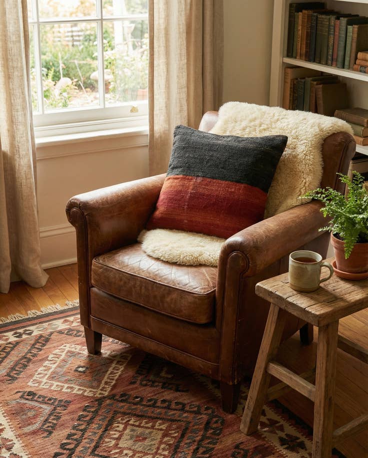 Detail image of 1' 4 x 1' 7 Hand Woven Pillow Wool Square Rug