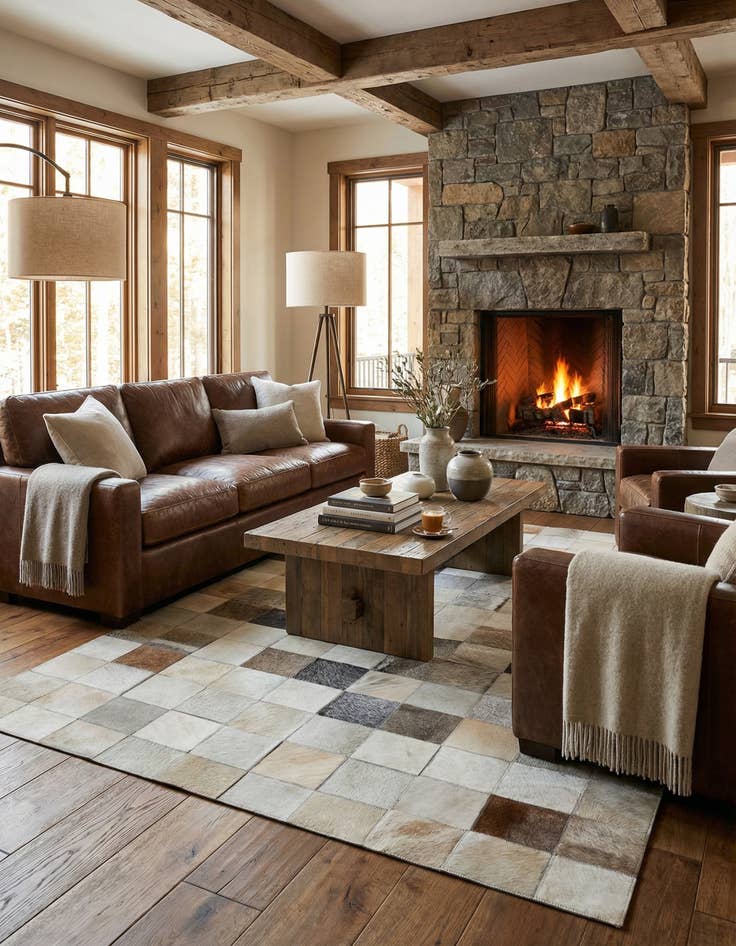 Detail image of 5' 1 x 7' 10 Cowhide - Patchwork Rug