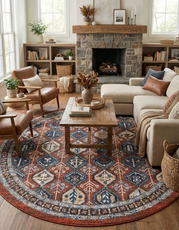 Rust Red Aramis Round Rug