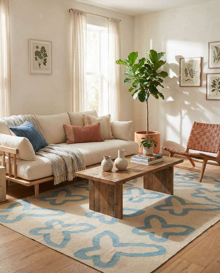 4' 10 x 6' 8 Hand Woven Kilim Modern Wool Rug