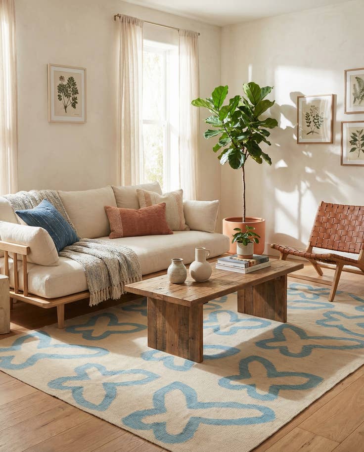 Detail image of 4' 10 x 6' 8 Hand Woven Kilim Modern Wool Rug