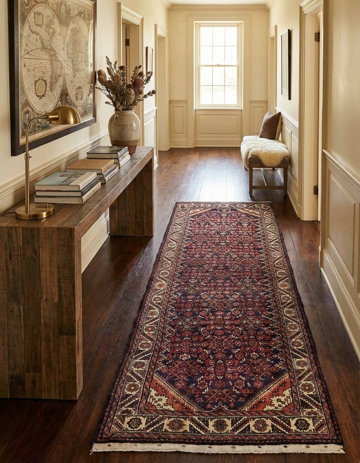 Detail image of 3' 7 x 10' 8  Hand Knotted Hossainabad Persian Wool Runner Rug