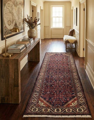 3' 7 x 10' 8 Hand Knotted Hossainabad Persian Wool Runner Rug