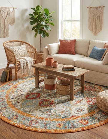 Beige Venice Round Rug