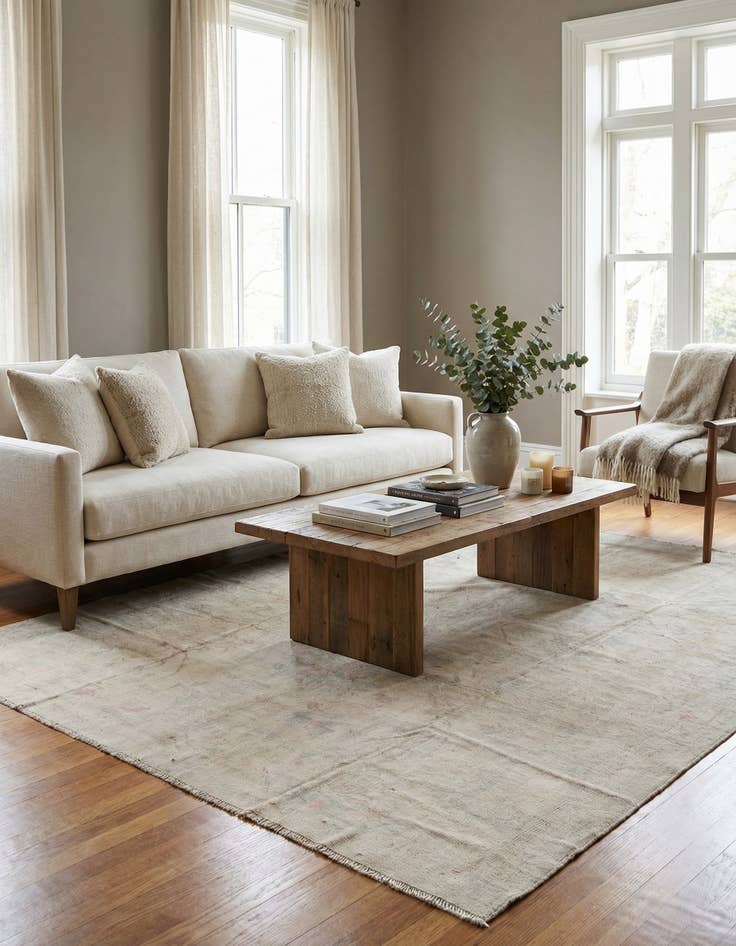 Detail image of 8' 7 x 10' 10  Hand Knotted Oushak Wool Rug