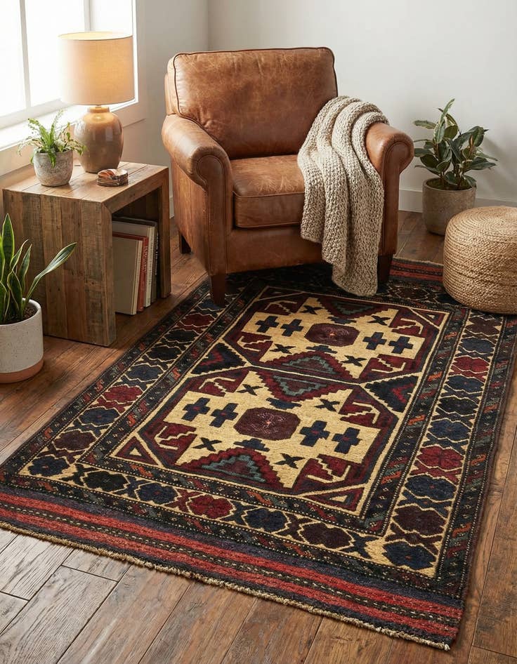 Detail image of  2' 10 x 4' 7  Hand Knotted Sumak Wool Rug