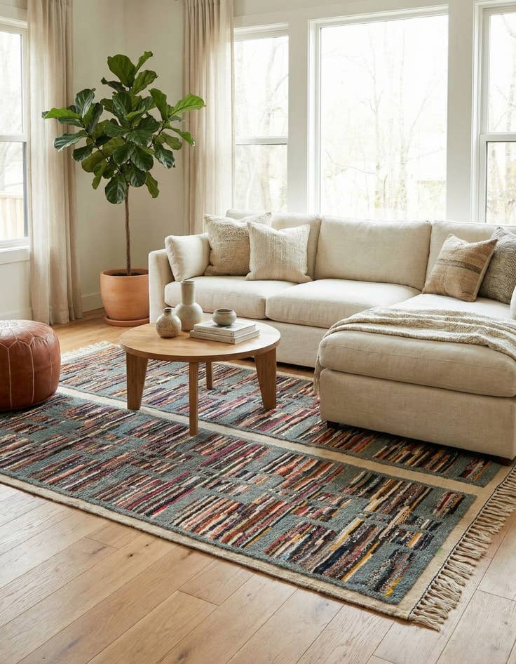 Detail image of  5' 9 x 8' 3  Hand Knotted Moroccan Wool Rug