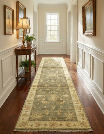 2' 7 x 10' Hand Knotted Peshawar Ziegler Runner Rug