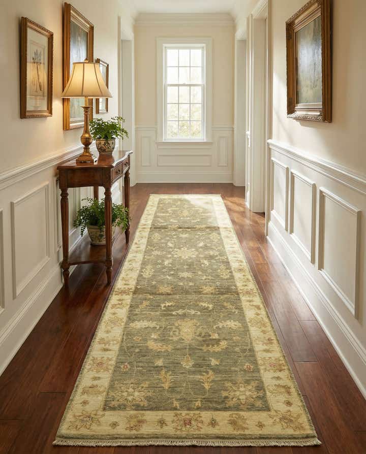 2' 7 x 10' Hand Knotted Peshawar Ziegler Runner Rug