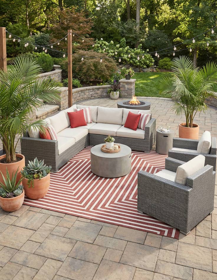 Detail image of 12' x 12'  Washable Modern Indoor / Outdoor Square Rug