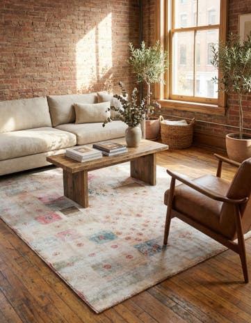 4' 7 x 5' 6 Hand Knotted Ultra Vintage Persian Wool Square Rug