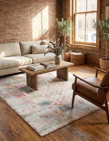 4' 7 x 5' 6 Hand Knotted Ultra Vintage Persian Wool Square Rug
