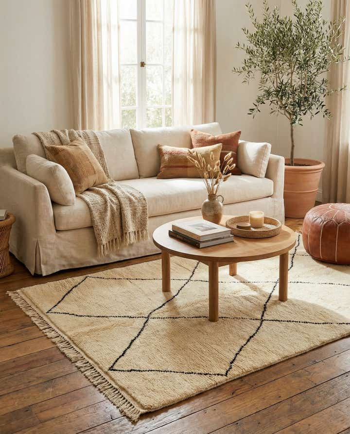 4' 10 x 8' 3 Hand Knotted Moroccan Wool Rug