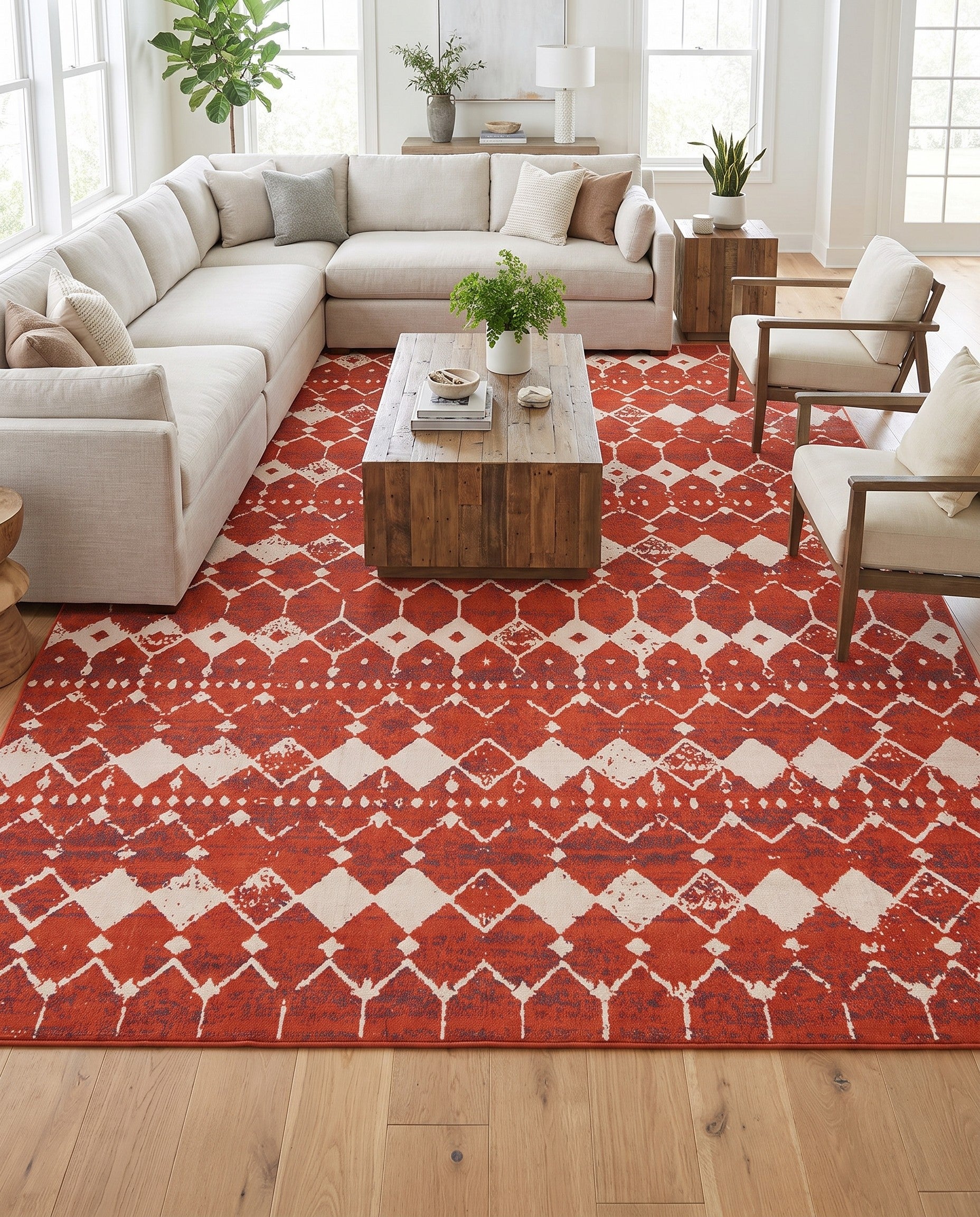 9' x 12' Easy-Clean Lattice Indoor / Outdoor Rug