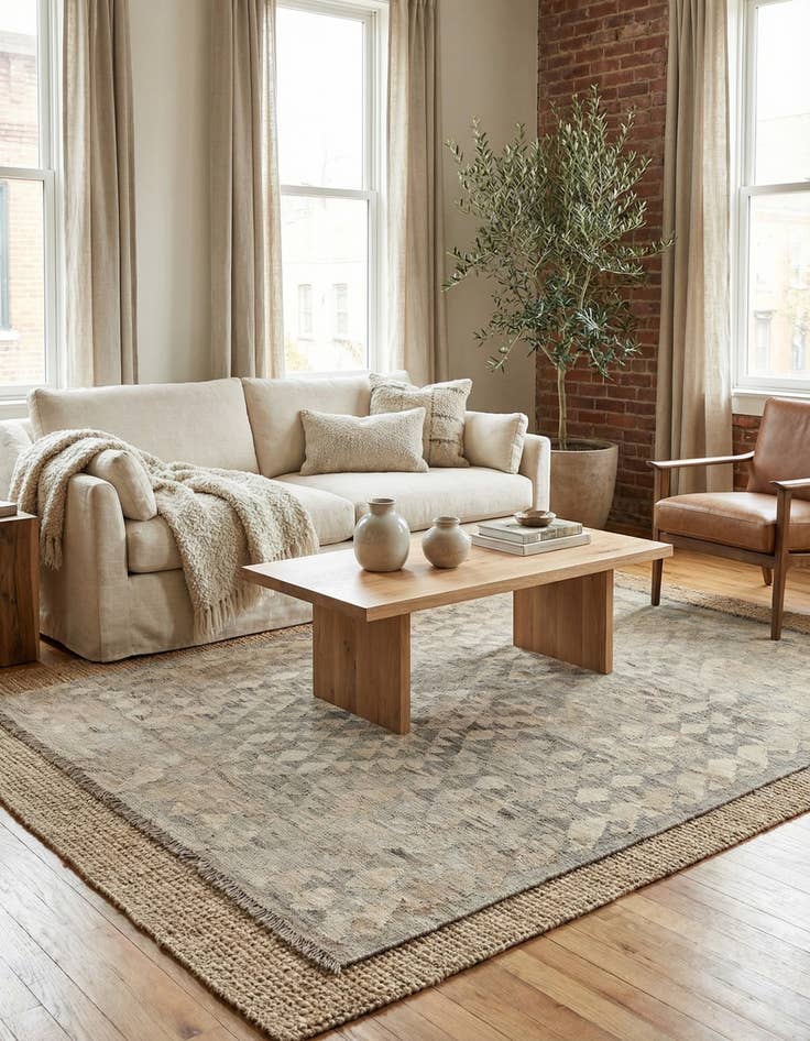 Detail image of  4' 5 x 6'  Hand Woven Kilim Maymana Wool Rug