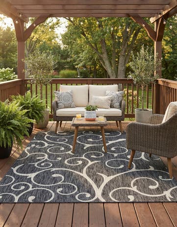 7' 10 x 11' Easy-Clean Botanical Indoor / Outdoor Rug