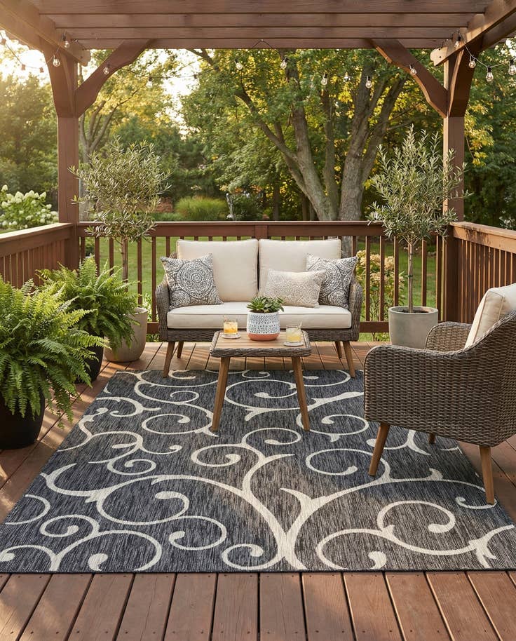 Detail image of 7' 10 x 11' Easy-Clean Botanical Indoor / Outdoor Rug